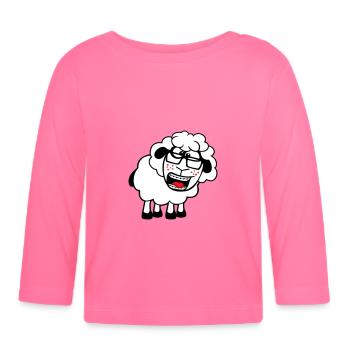 mouton nerd hornglasses fermoir lunettes geek smart - T-shirt manches longues bio Bébé - rose azalée - Devant