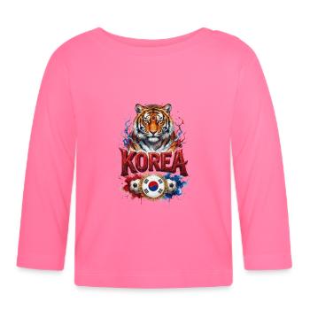 Korea - Taeguk Warriors - Tigers of Asia - Red Dev - Organic Baby Long Sleeve T-Shirt - azalea - Front