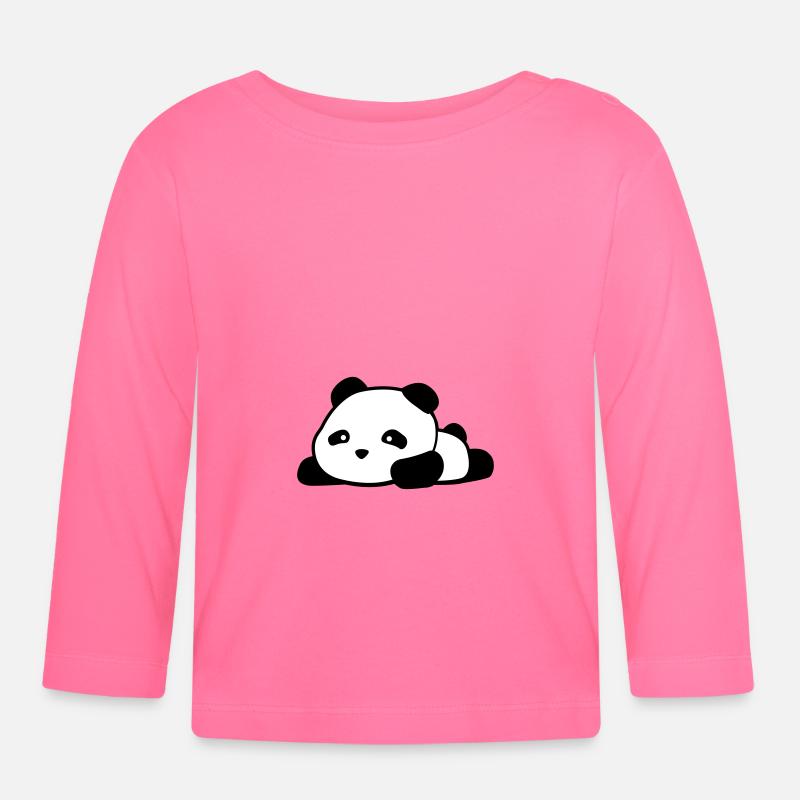 Panda - T-shirt manches longues bio Bébé - rose azalée
