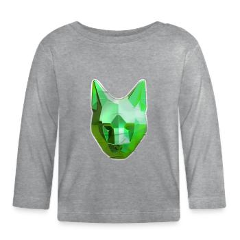 Chat Cristal Vert - T-shirt manches longues bio Bébé - gris chiné - Devant