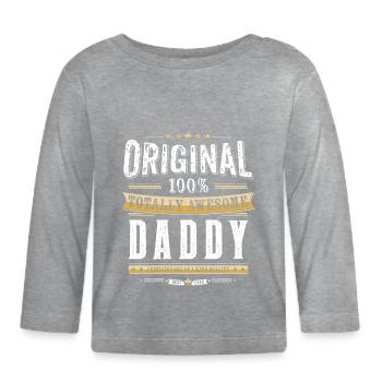 Origine 100% Papa impressionnant - T-shirt manches longues bio Bébé - gris chiné - Devant