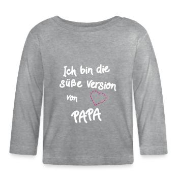 Idée de cadeau douce version papa barboteuse fille - T-shirt manches longues bio Bébé - gris chiné - Devant