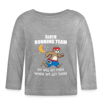 Sloth Marathon Sport Runner Sloth Running Team - Organic Baby Long Sleeve T-Shirt - heather grey - Front