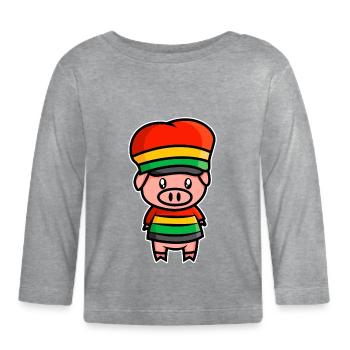 Doux cochon de la Jamaïque - design - T-shirt manches longues bio Bébé - gris chiné - Devant