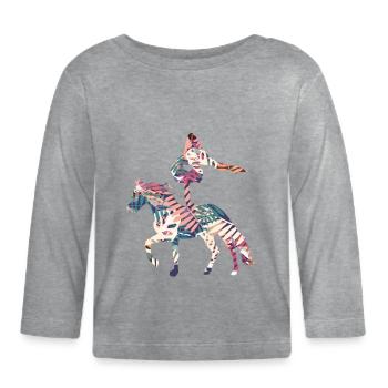 Cavalier drôle d'équitation cavalier gaul - T-shirt manches longues bio Bébé - gris chiné - Devant