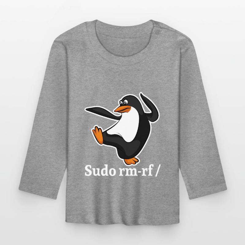 Tux Linux Pingouin Sudo Rm Rf | Computerfreak Hack T-shirt manches longues bio Bébé