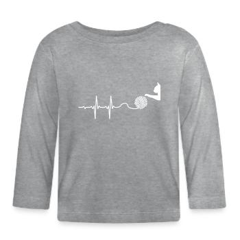 Lifeline lifeline pulse cat with ball of wool - Organic Baby Long Sleeve T-Shirt - heather grey - Front