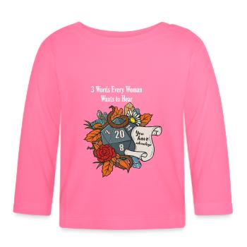 Roleplaying RPG Valentines Day TableTop D20 Dice - Organic Baby Long Sleeve T-Shirt - azalea - Front