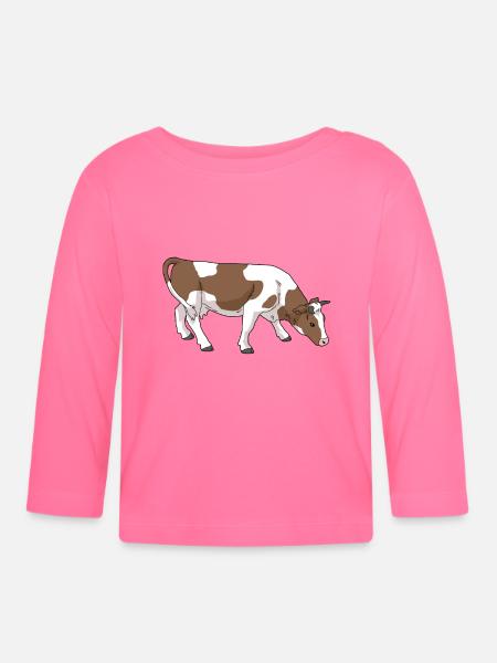 Kuh mit braunen Flecken - Baby Bio-Langarmshirt - Azalea