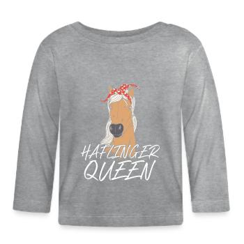 Haflinger horse horse farm équine disant - T-shirt manches longues bio Bébé - gris chiné - Devant