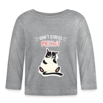 Ne stresse pas le chat - T-shirt manches longues bio Bébé - gris chiné - Devant