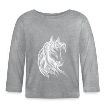 Beauty horse head beautiful motif & eye-catcher - Organic Baby Long Sleeve T-Shirt - heather grey - Front
