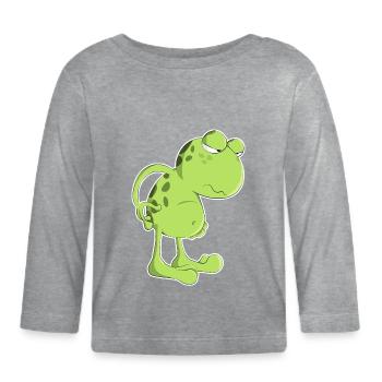 Grenouille crapaud paresseux dessin animé amphibien matin - T-shirt manches longues bio Bébé - gris chiné - Devant
