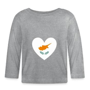Cyprus Flag Heart - Organic Baby Long Sleeve T-Shirt - heather grey - Front
