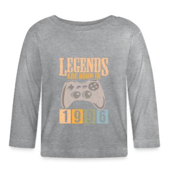 Birthday 1996 96 Gaming Retro Vintage Gift - Organic Baby Long Sleeve T-Shirt - heather grey - Front