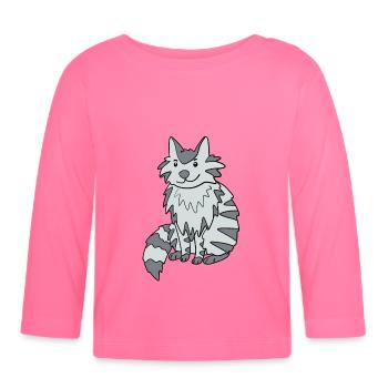 Maine Coon Katze - Baby Bio-Langarmshirt - Azalea - Vorne