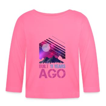 Cadeau Vaporwave de 11 ans - T-shirt manches longues bio Bébé - rose azalée - Devant
