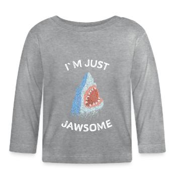 Jawsome Weisser Hai Haie Hailiebhaber - Baby Bio-Langarmshirt - Grau meliert - Vorne