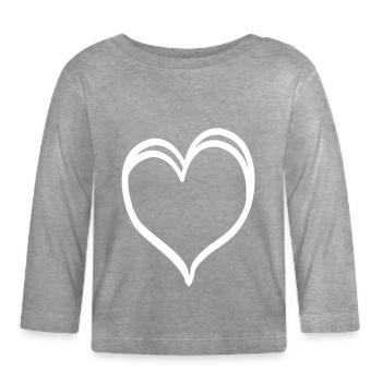 Coeur Noble Blanc - T-shirt manches longues bio Bébé - gris chiné - Devant