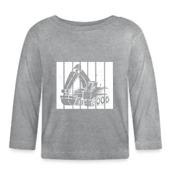 Excavator Driver Gift Retro Sunset - T-shirt manches longues bio Bébé - gris chiné - Devant