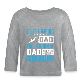 Cliff Jumping Dad mit mehr Adrenalin Cliff Jump - Baby Bio-Langarmshirt - Grau meliert - Vorne