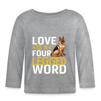 Deutscher Schäferhund Liebe Vierbeiniges Wort - Baby Bio-Langarmshirt - Grau meliert - Vorne