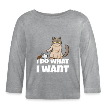 I Do What I Want Funny Cat Coffee Sarcasm - Baby Bio-Langarmshirt - Grau meliert - Vorne