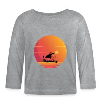 Viking Ship Sunset - Organic Baby Long Sleeve T-Shirt - heather grey - Front