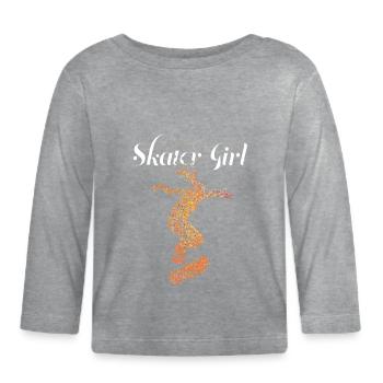 Skater Girl Skateboarder Skater Halfpipe Board - Organic Baby Long Sleeve T-Shirt - heather grey - Front