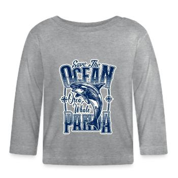 Save The Sea Pandas Rescue Killer Whale Orcas - Organic Baby Long Sleeve T-Shirt - heather grey - Front