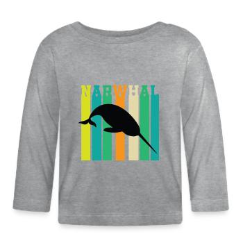 Narwal - Baby Bio-Langarmshirt - Grau meliert - Vorne
