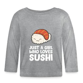 Nur ein Mädchen, das Sushi liebt - Baby Bio-Langarmshirt - Grau meliert - Vorne