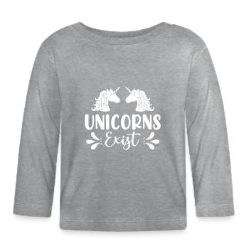 Unicorns exist Unicorn - Organic Baby Long Sleeve T-Shirt - heather grey - Front