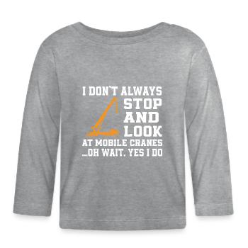 Mobile crane lovers - Organic Baby Long Sleeve T-Shirt - heather grey - Front