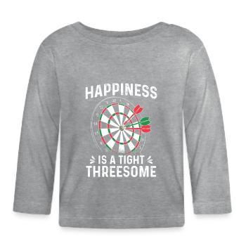 Dart Dreier Happiness Tight Threesome Anspielung - Baby Bio-Langarmshirt - Grau meliert - Vorne