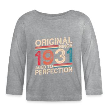 Original since 1931 Aged to perfection - Organic Baby Long Sleeve T-Shirt - heather grey - Front