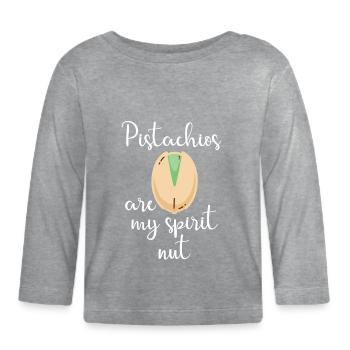 Drôles d’amateurs de pistaches Pistache - T-shirt manches longues bio Bébé - gris chiné - Devant