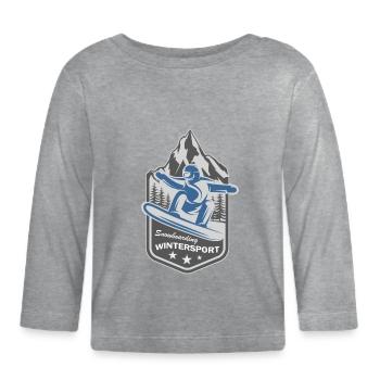 Snowboard Jeux d’hiver Snowboard - T-shirt manches longues bio Bébé - gris chiné - Devant