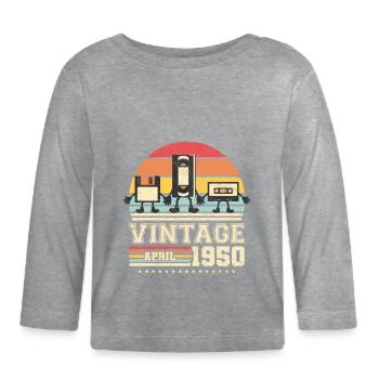 73e anniversaire Avril né en 1950 Idée cadeau - T-shirt manches longues bio Bébé - gris chiné - Devant