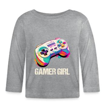 Gaming Console PC Gamer Girl Gamer Girl - Organic Baby Long Sleeve T-Shirt - heather grey - Front