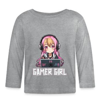 Gaming Console PC Gamer Girl Gamer Girl - Organic Baby Long Sleeve T-Shirt - heather grey - Front