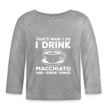 Lustige Macchiato Design Love Caffè Latte - Baby Bio-Langarmshirt - Grau meliert - Vorne