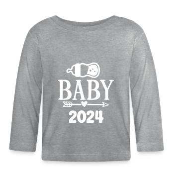 Bébé 2024 Grossesse Annonce la naissance du bébé - T-shirt manches longues bio Bébé - gris chiné - Devant
