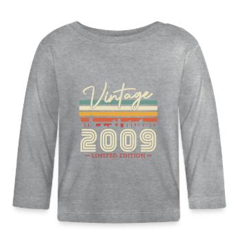Vintage Geburtstagsgeschenk 2009 14/15 Jahre - Baby Bio-Langarmshirt - Grau meliert - Vorne