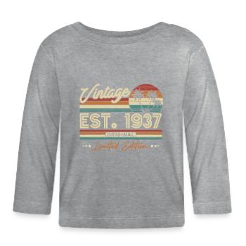 1937 Birthday present - Organic Baby Long Sleeve T-Shirt - heather grey - Front