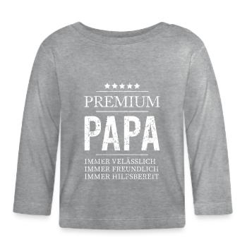 Premium Papa 5-Sterne Held des Alltags Geschenk - Baby Bio-Langarmshirt - Grau meliert - Vorne