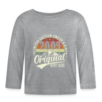 Unforgettable 2009: Vintage Birthday Shirt - Organic Baby Long Sleeve T-Shirt - heather grey - Front
