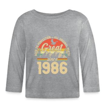 1986 - A legendary year - Organic Baby Long Sleeve T-Shirt - heather grey - Front
