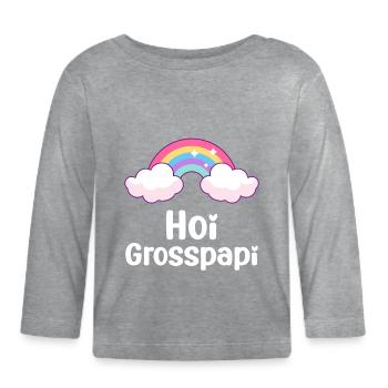 Hoi Grosspapi befördert zum Grosspapi Opa - Baby Bio-Langarmshirt - Grau meliert - Vorne