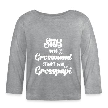 Süß wei Grossmami stinkt wie Grosspapi Schweiz - Baby Bio-Langarmshirt - Grau meliert - Vorne